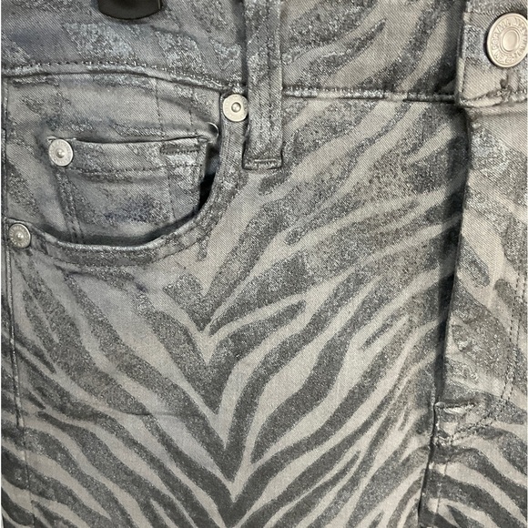 7 For All Mankind Women Gray Skinny Jean Stretch Animal Print High Rise - Picture 4 of 12
